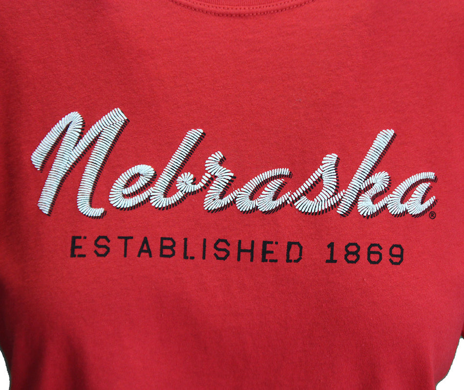 Womens Nebraska Established Clothesline Crop - Red