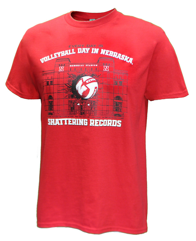 Volleyball Day In Nebraska Shattering Records Tee - Red