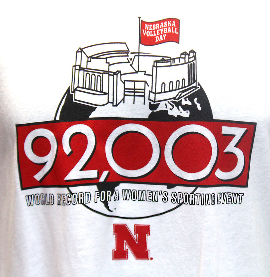 Nebraska Volleyball 92003 World Record Summit Tee - White