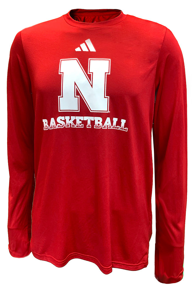 Adidas Nebraska Basketball Fade Away Splash LS Tee