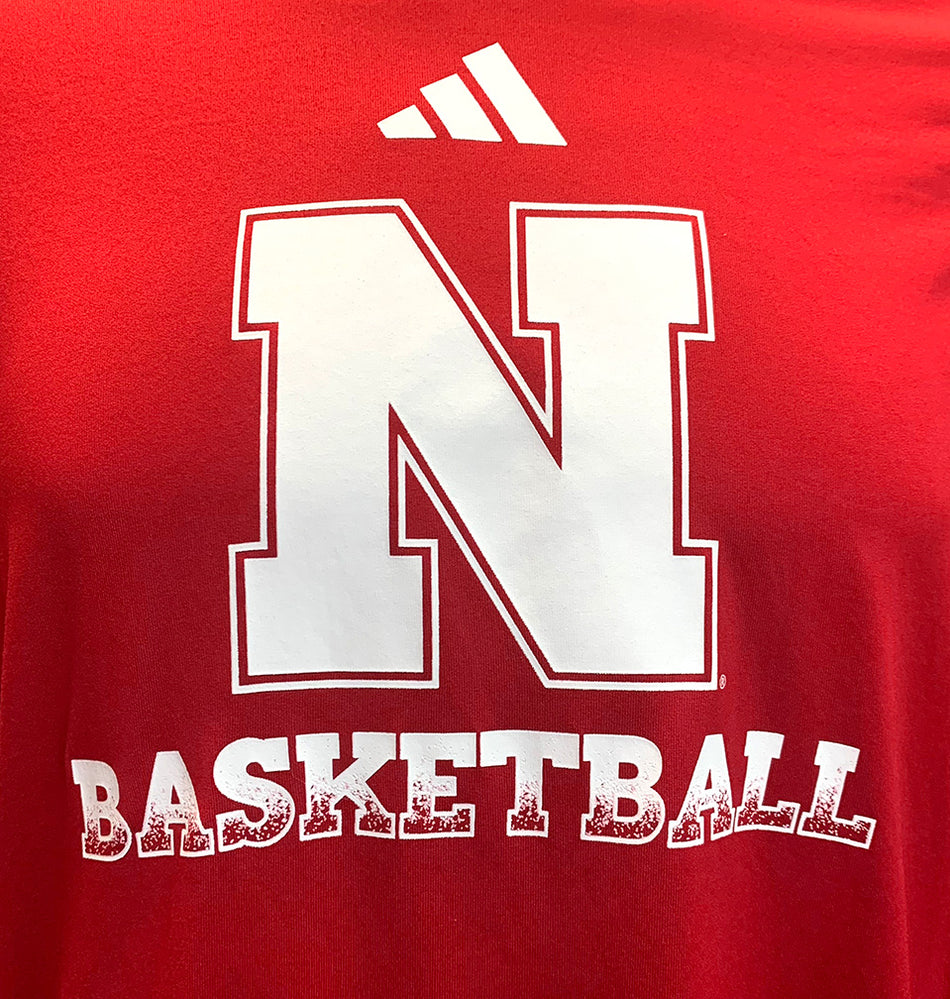 Adidas Nebraska Basketball Fade Away Splash LS Tee
