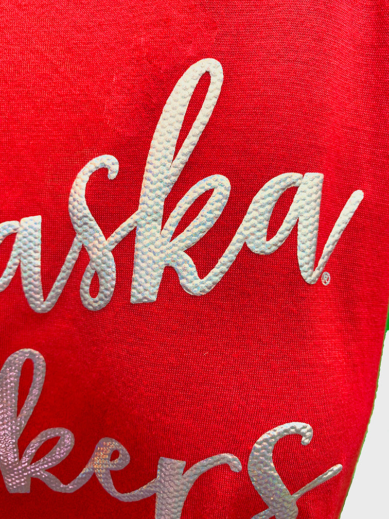 Womens Nebraska Huskers Silver Foil Eloise Tank