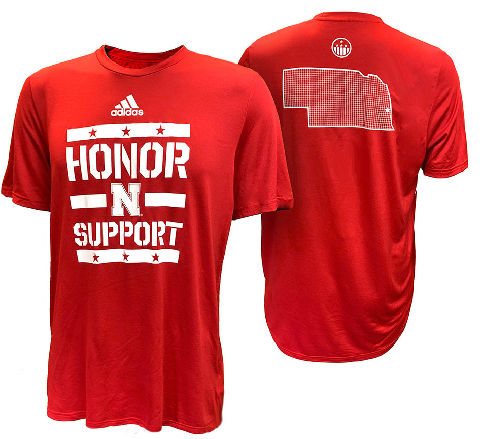 Adidas Nebraska Military Honor N Support Pregame Tee - Crimson