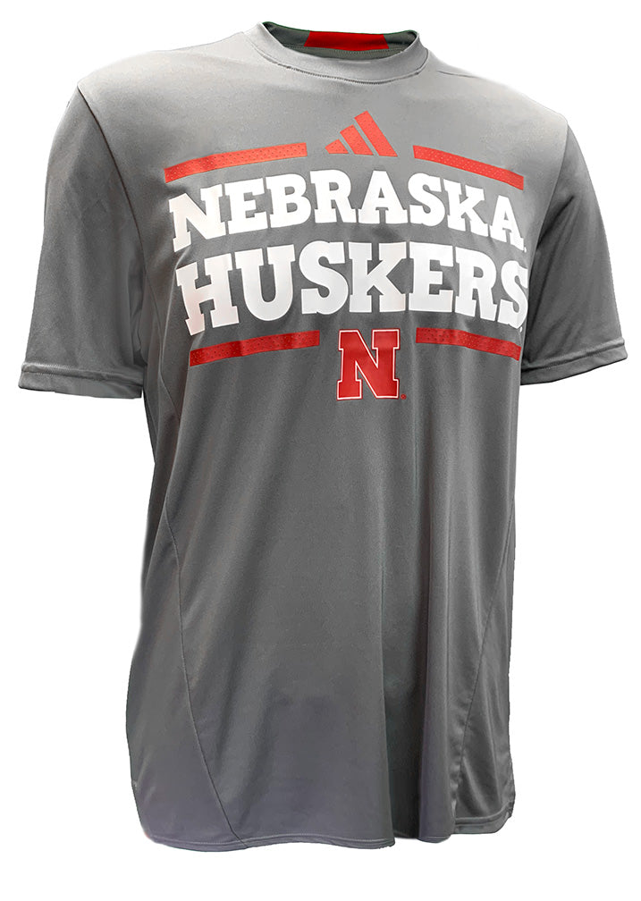 Adidas 2024 D4T Nebraska Huskers Locker Wordmark Pregame Tee