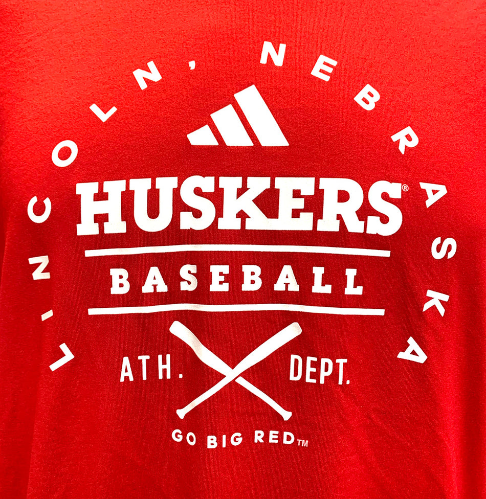 Adidas Nebraska Baseball Locker All Around Pregame Tee