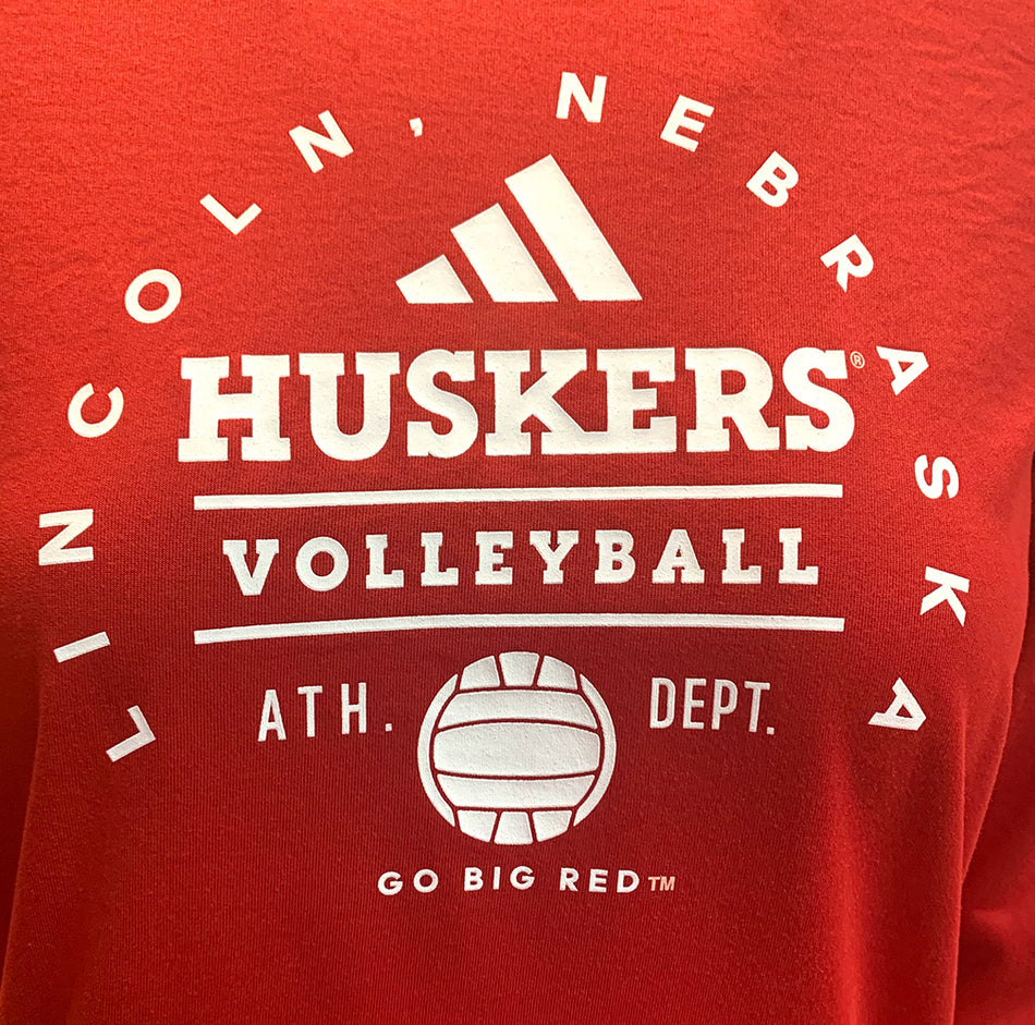 Adidas 2024 Womens Nebraska Volleyball Locker All Around LS Pregame Tee