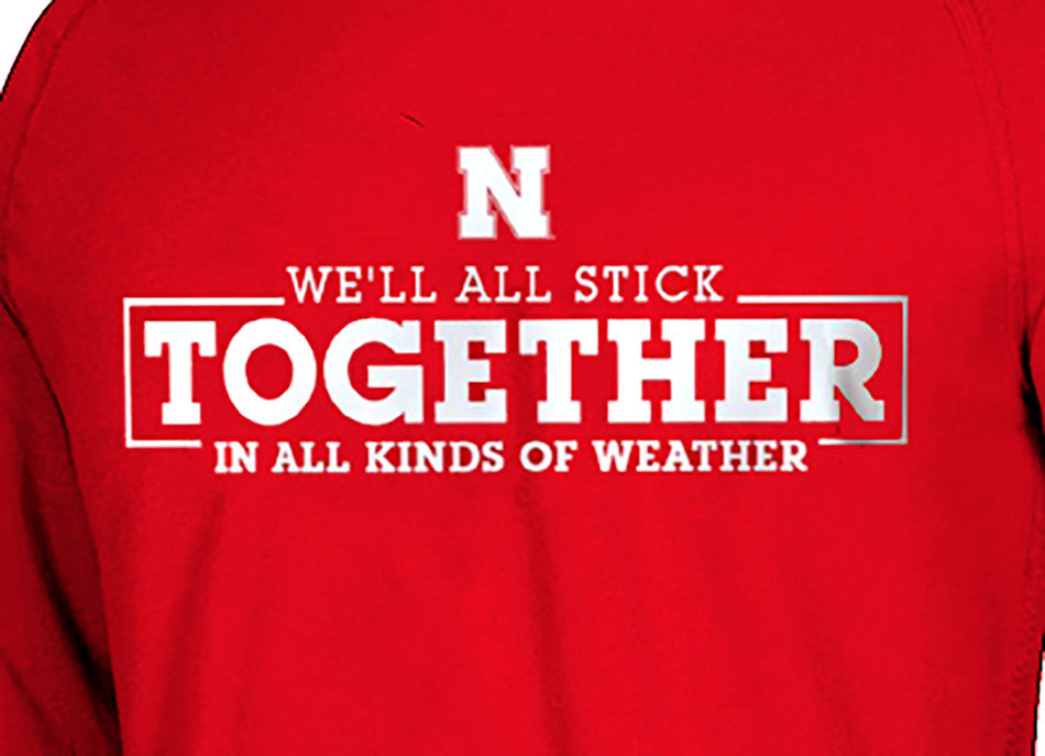 Official We'll All Stick Together N All Kinds Of Weather LS Fundraiser Tee - Red