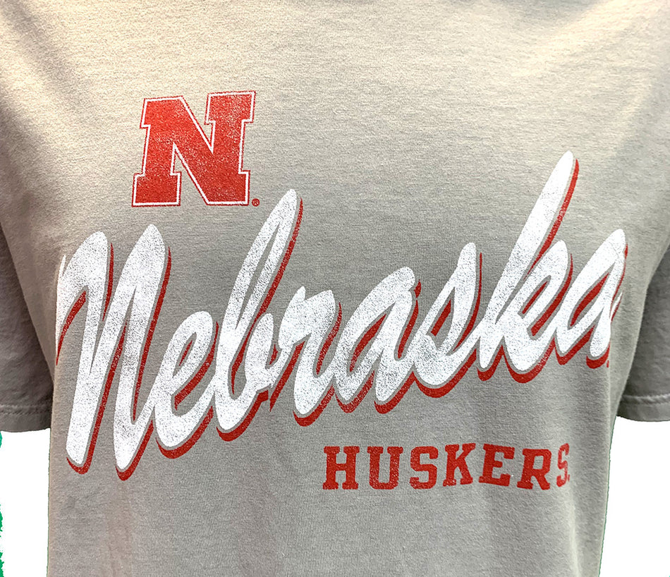Concrete Grey Vintage Nebraska Huskers Garment Dyed SS Tee