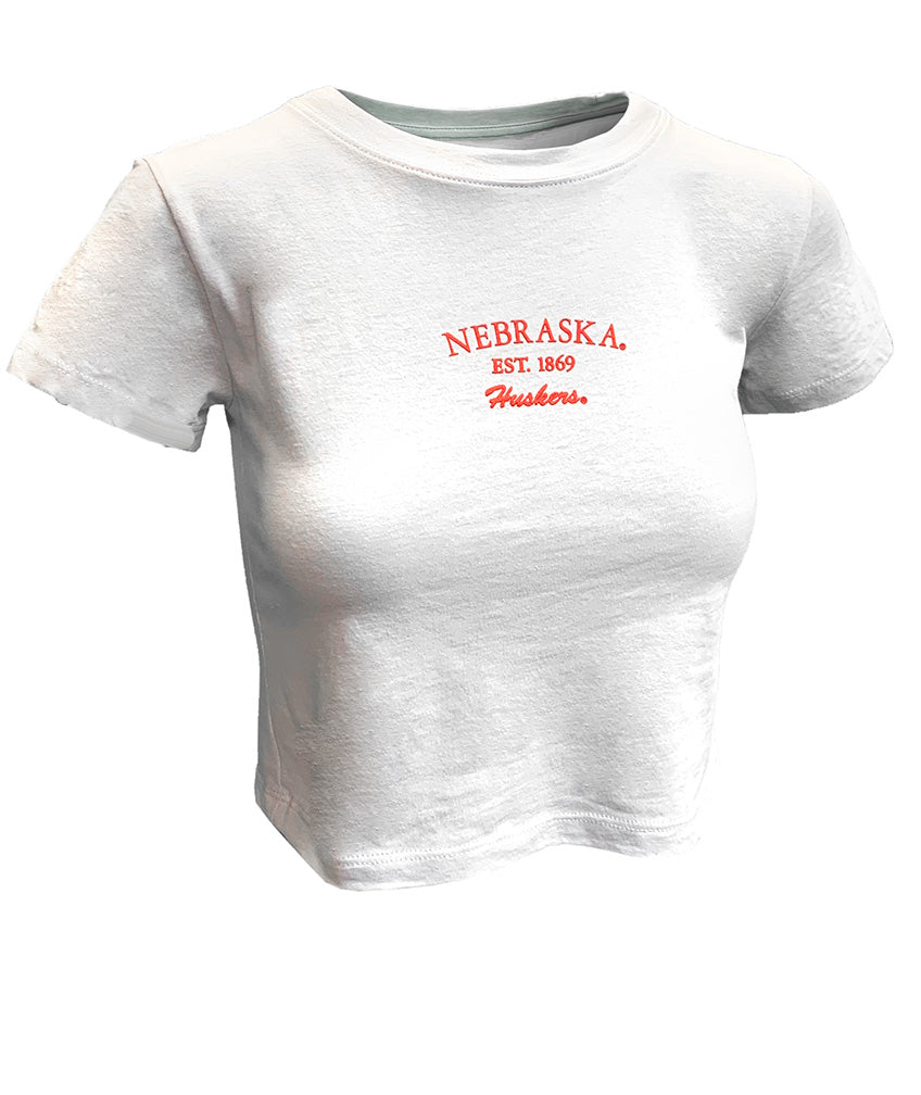 Womens Silver Spotlight Nebraska GBR SS Core Baby Tee