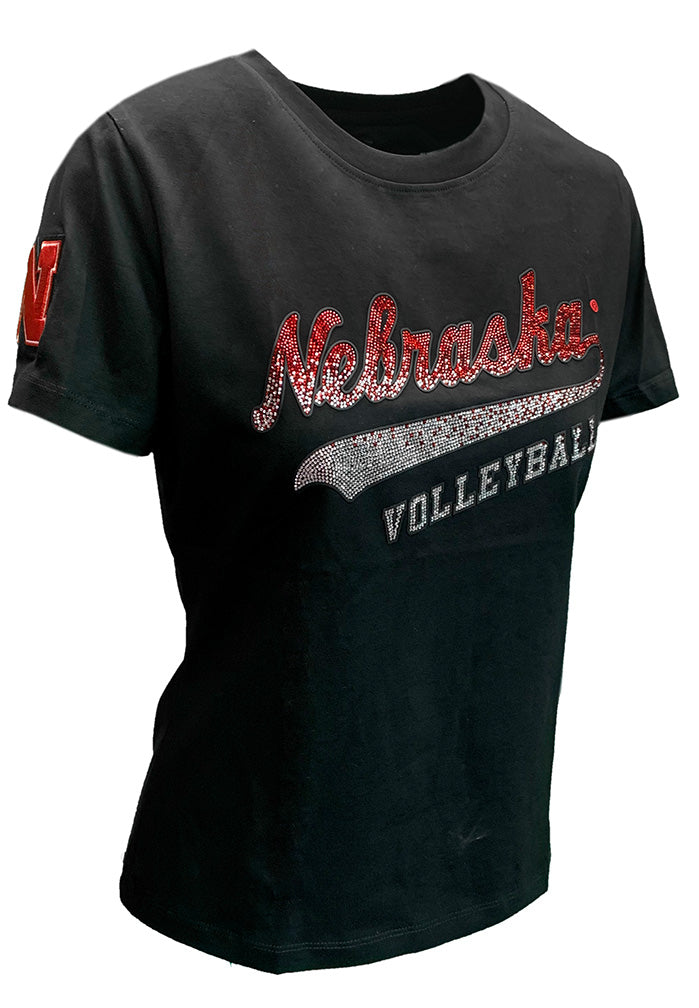 Womens Black Jewels Nebraska Volleyball Slim Fit Tee