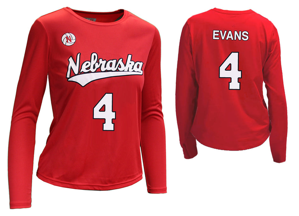 Nebraska Volleyball Evans Number 4 Youth Jersey
