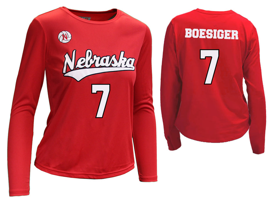 Nebraska Volleyball Boesiger Number 7 Youth Jersey Tee