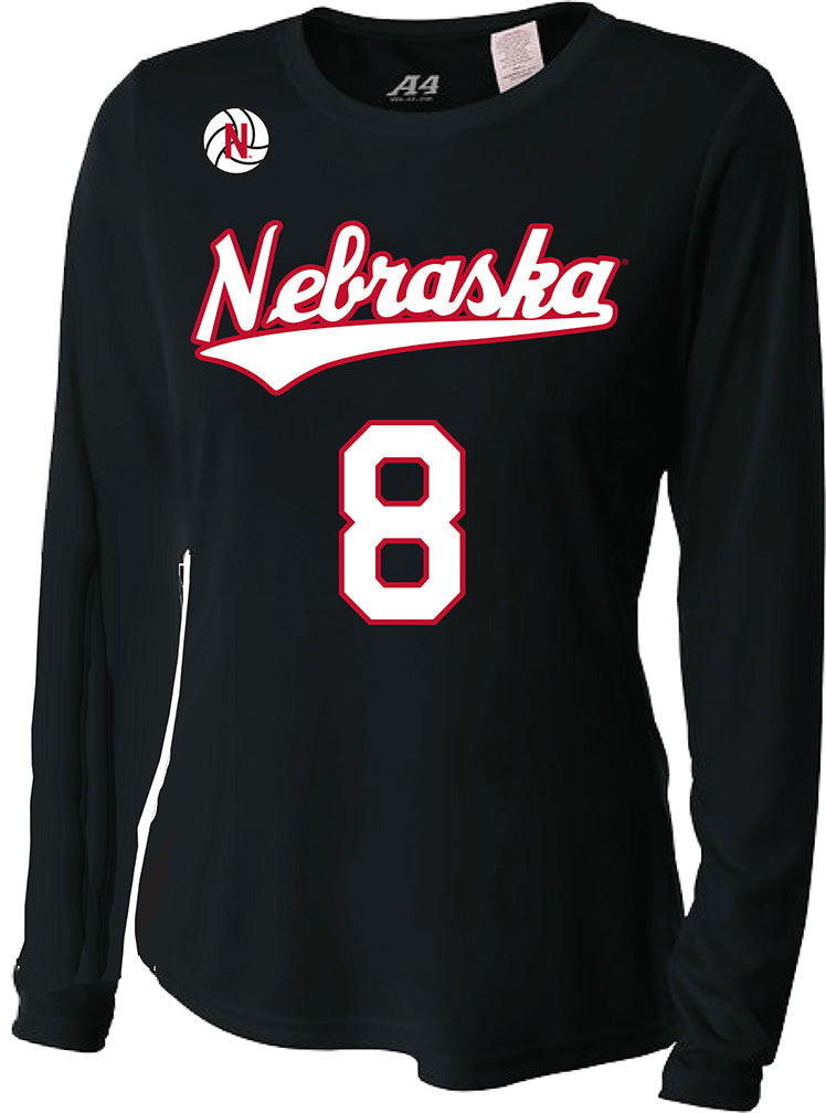 Nebraska Volleyball Rodriguez Number 8 Jersey - Black