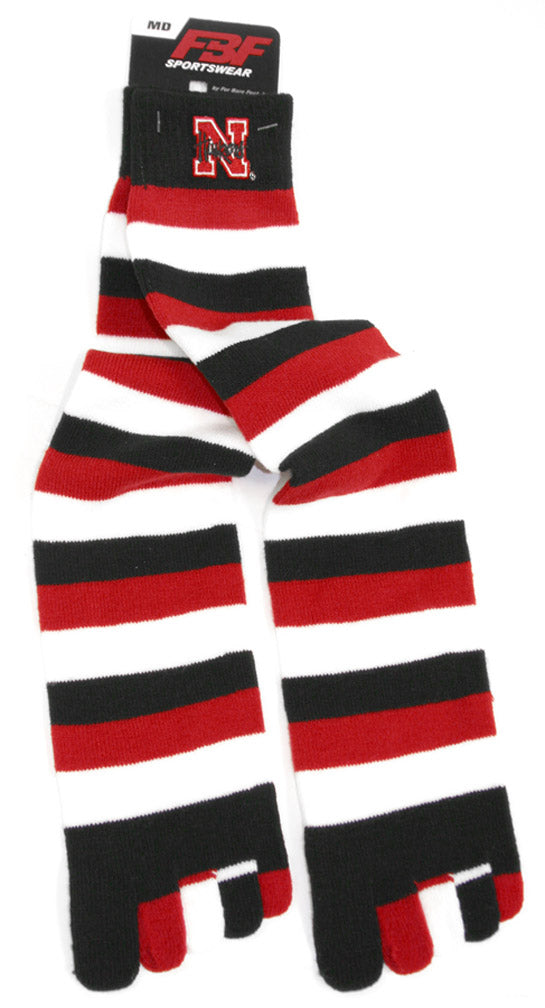 Nebraska Striped Toe Sock