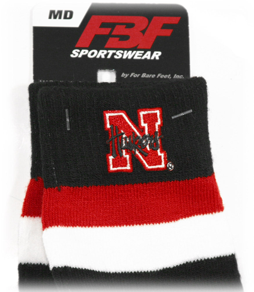 Nebraska Striped Toe Sock