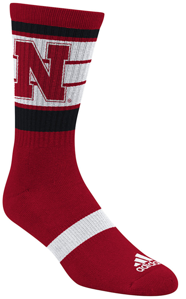 Adidas Nebraska Iron N Red Crew Socks