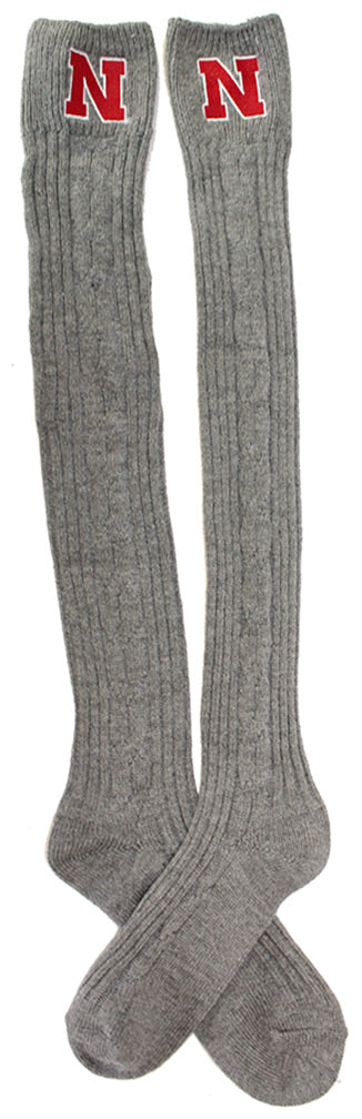 Nebraska Cable Knit Midfield Knee Highs