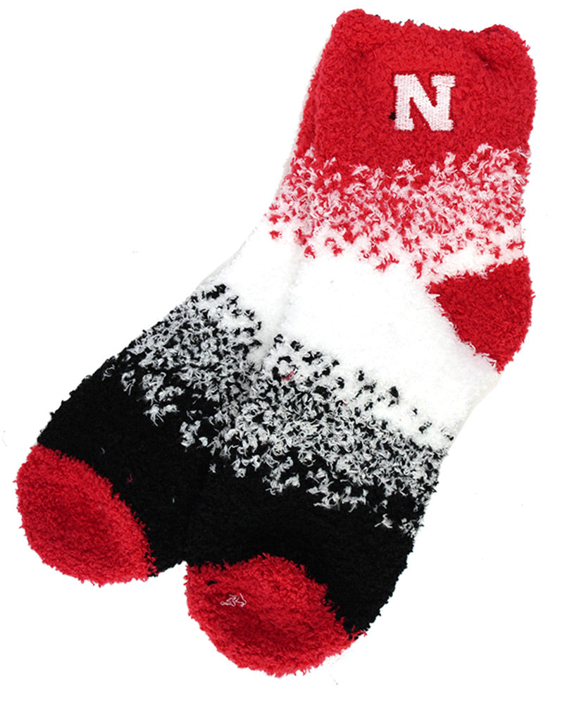 Red Fuzzy Marquee Crew Socks