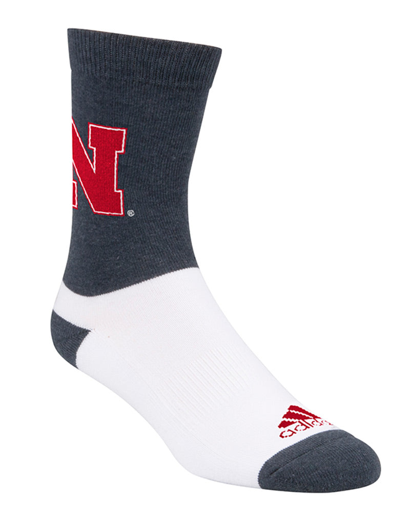 Adidas Nebraska N Gray Crew Socks