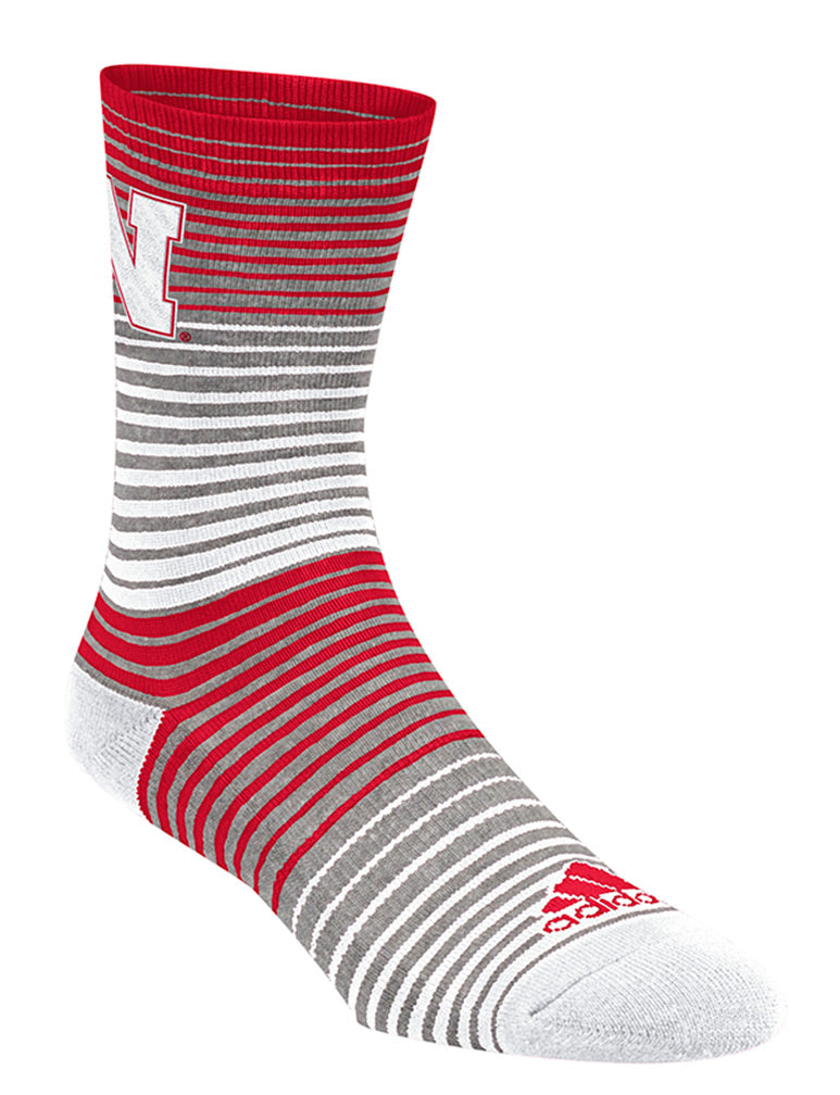 Adidas Nebraska Screen Striped  Crew Sock