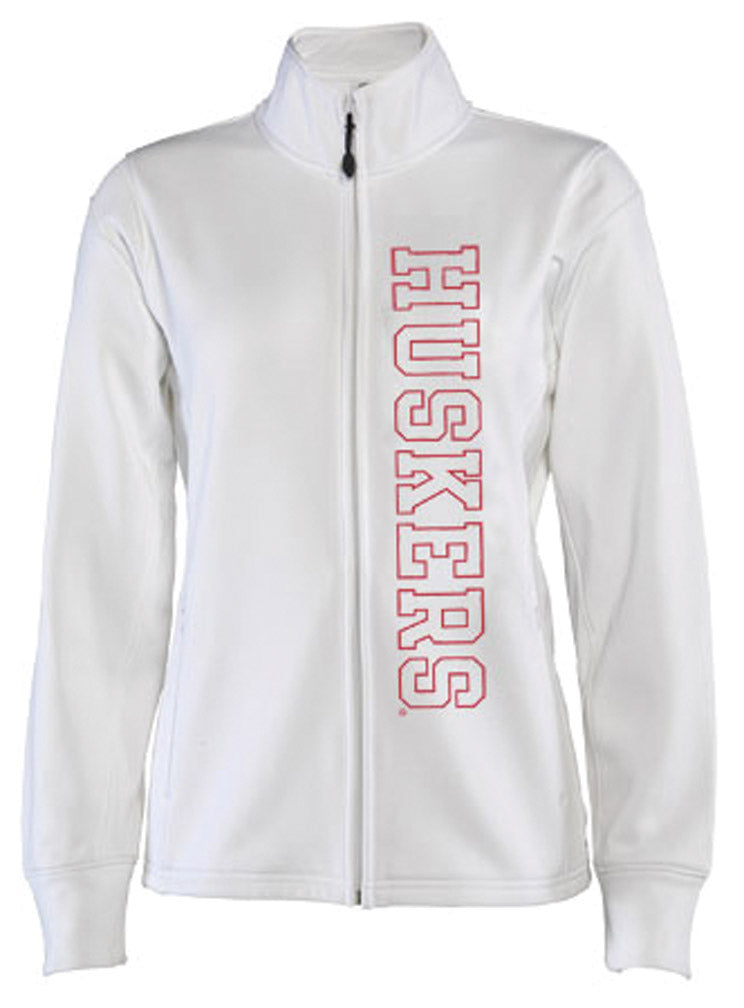 Ladies White Fusion Fleece Zip Up Jacket