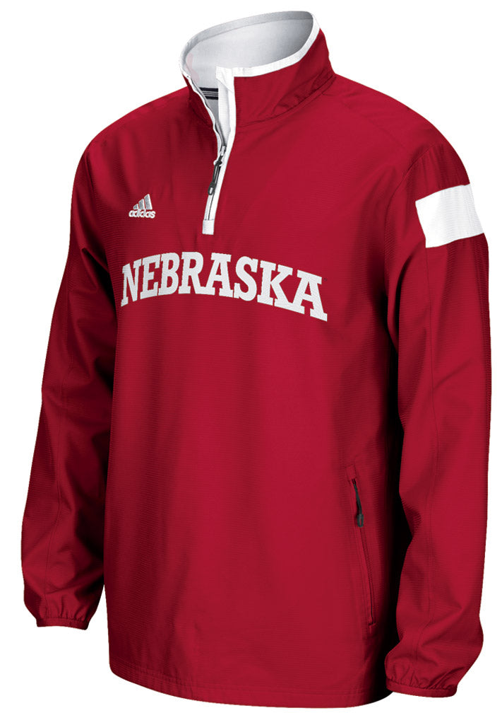 Adidas Red Long Sleeve 1/4 Zip Woven Jacket