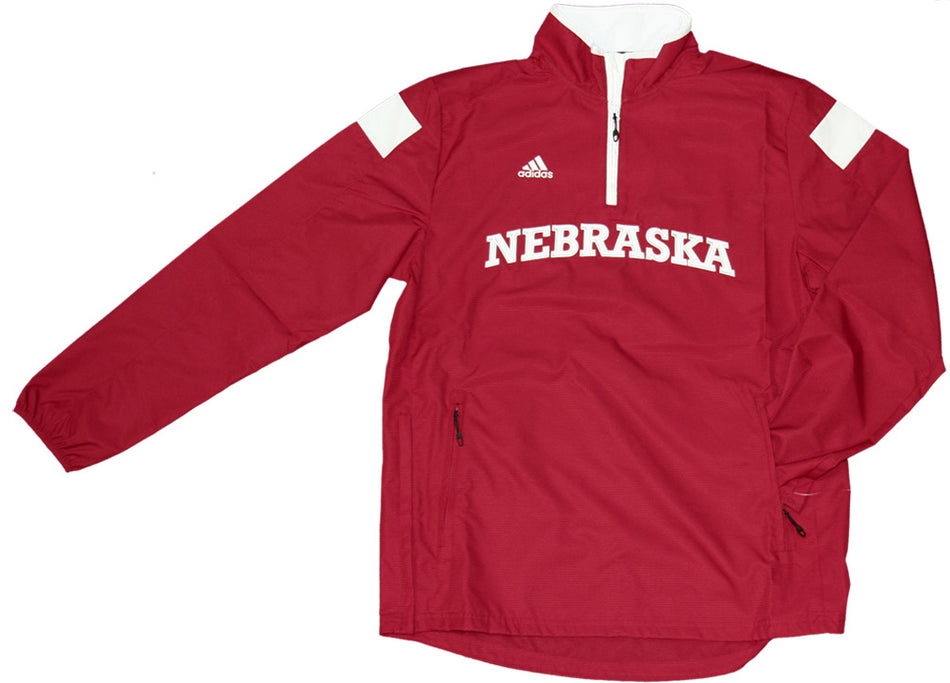 Adidas Red Long Sleeve 1/4 Zip Woven Jacket
