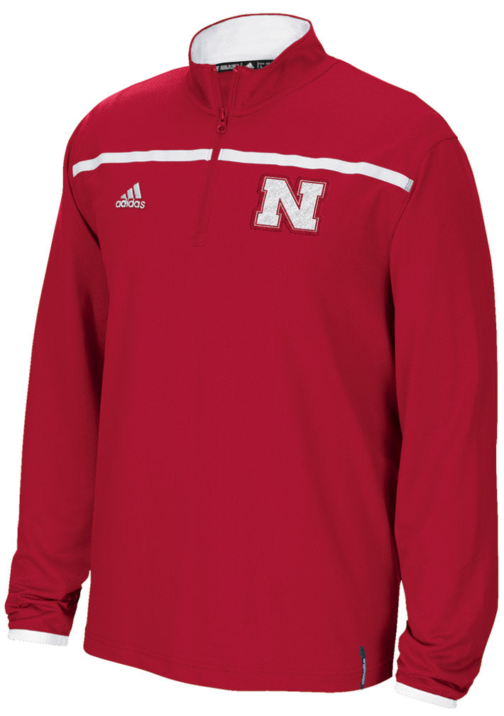 Red Adidas 1/4 Zip Huskers Sideline Long Sleeve Knit