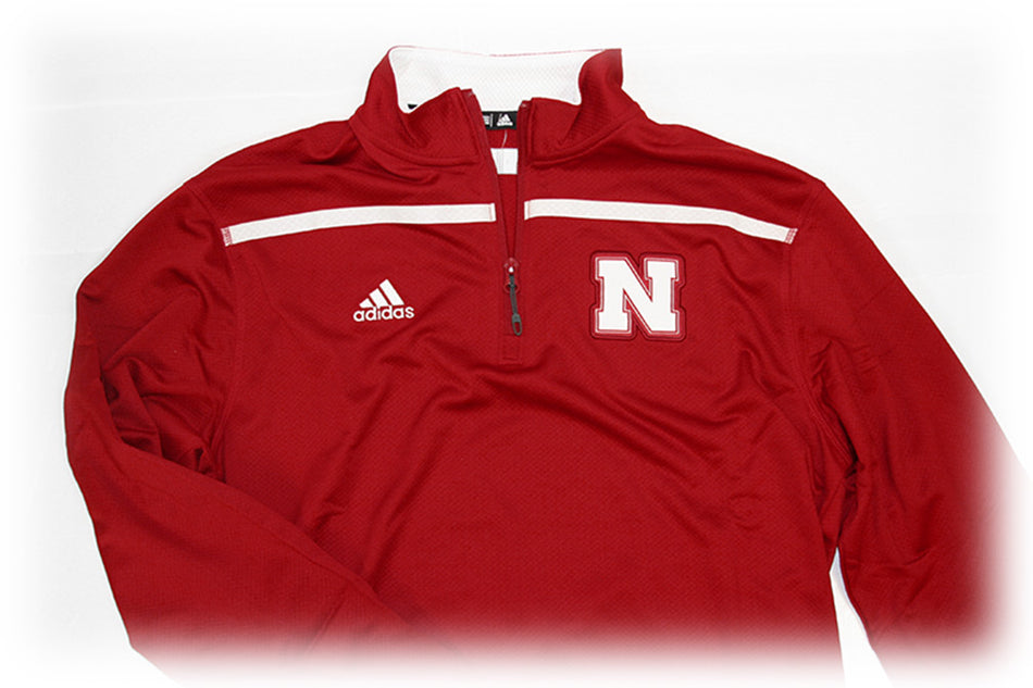 Red Adidas 1/4 Zip Huskers Sideline Long Sleeve Knit
