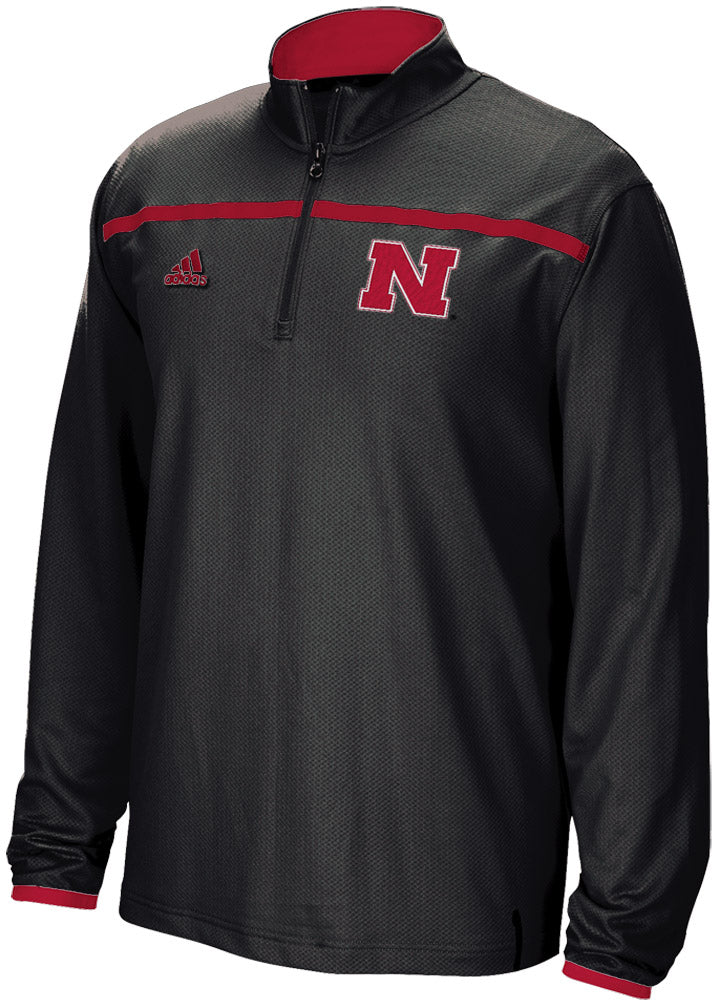 Black Adidas 1/4 Zip Huskers Sideline Long Sleeve Knit