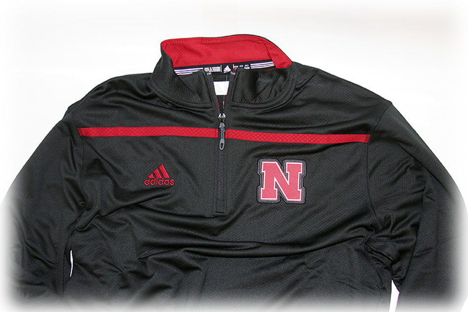 Black Adidas 1/4 Zip Huskers Sideline Long Sleeve Knit