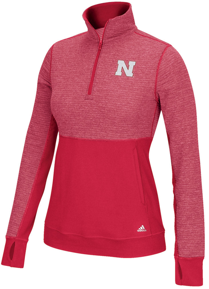 Red Adidas 1/2 Zip N Logo Driven Ladies Climalite