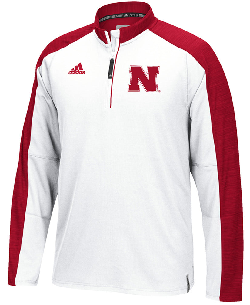 Adidas Hi Vis Husker Climalite 1/4 Zip White Pullover