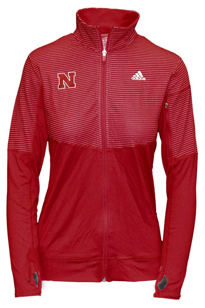 Adidas Ladies Huskers Red Full Zip Tech Pullover