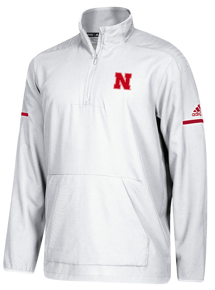 Adidas 2018 Nebraska Coaches Quarter Zip - White
