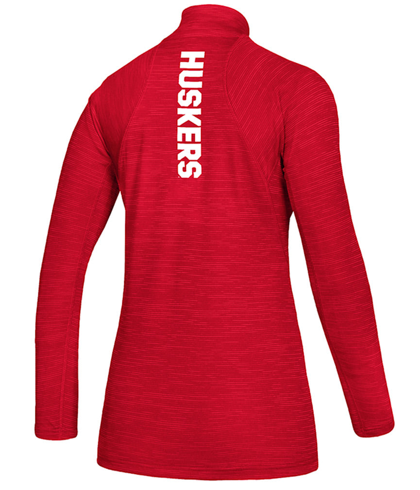 Adidas Womens Nebraska Official Sideline Quarter Zip - Red