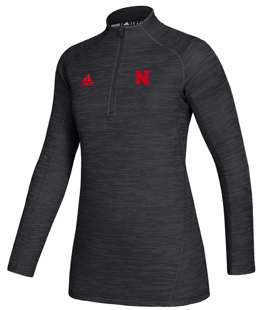 Adidas Womens Nebraska Official Sideline Quarter Zip - Black