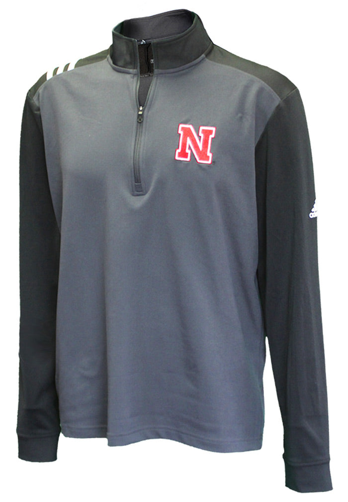 Adidas Nebraska 3 Stripe Graphite Quarter Zip