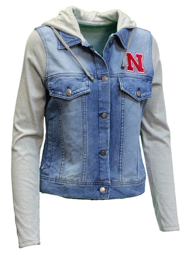 Womens Nebraska Denim Hoodie Jacket