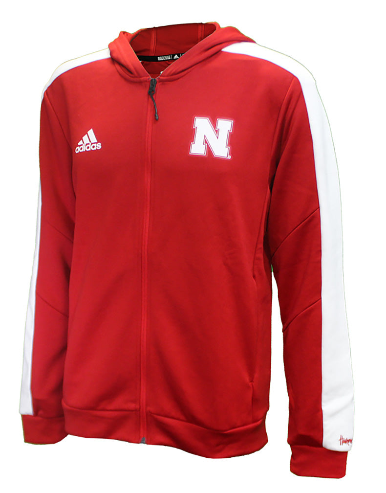 Adidas Official Husker Football Sideline Full Zip Hoodie