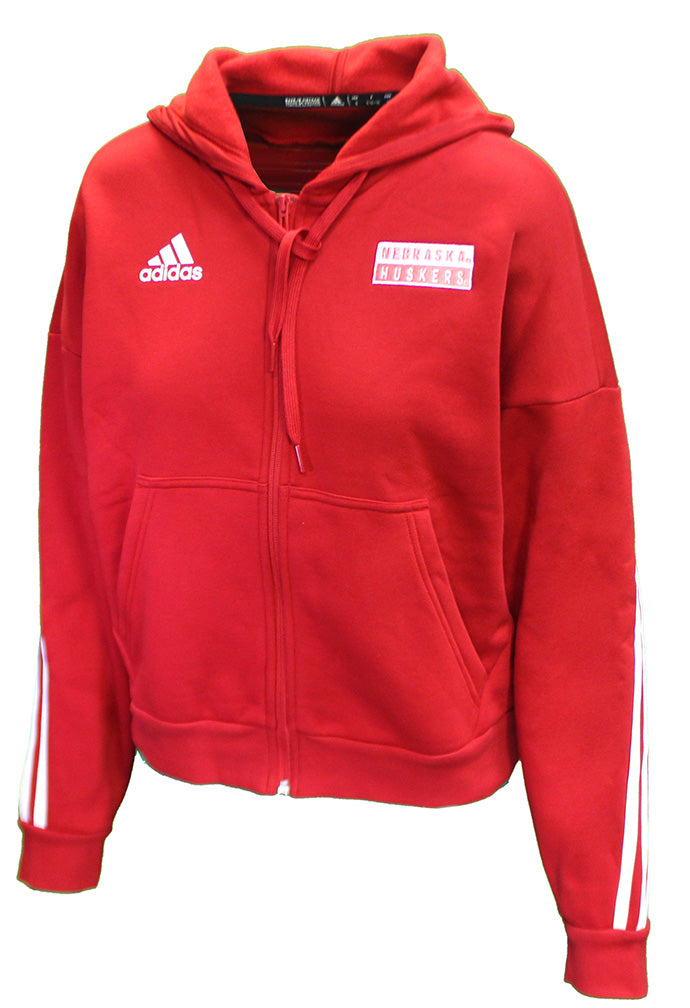 Adidas Womens Nebraska Huskers Full Zip Fashion Hoodie