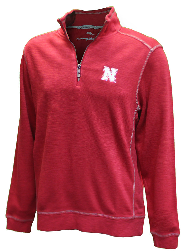 Nebraska Sport Tobago Bay Tommy Bahama Quarter Zip  - Chili Pepper Red