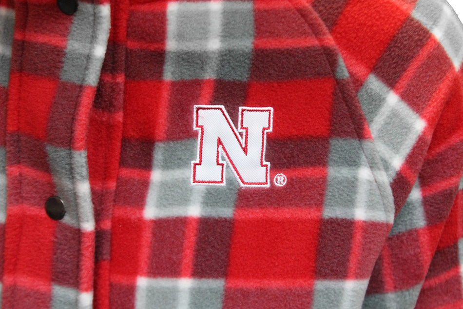 Womens Nebraska Plaid Boombox Snap Up Jacket
