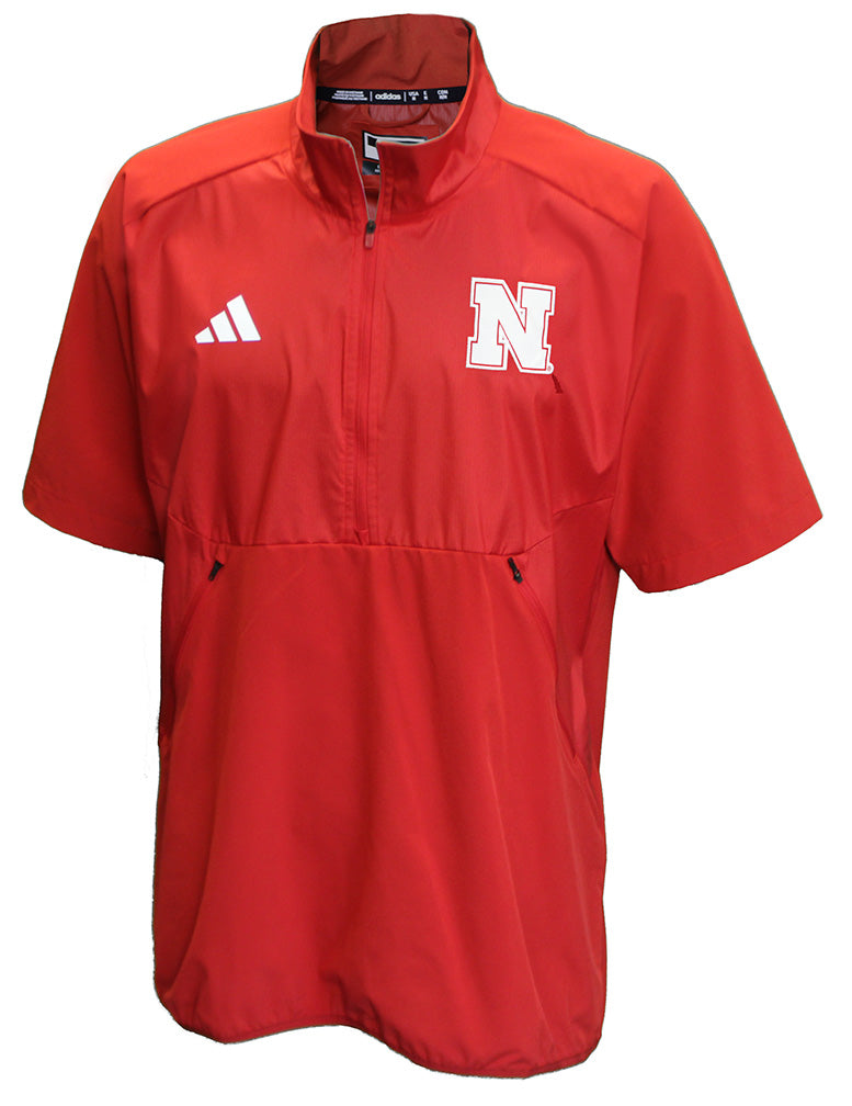 Adidas Nebraska Coaches Sideline Quarter Zip Knit Jacket