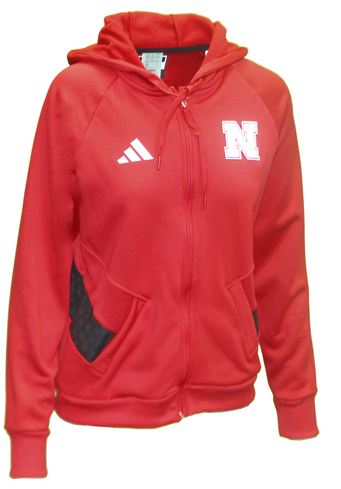 Adidas Womens Nebraska Full Zip Knit Travel Jacket