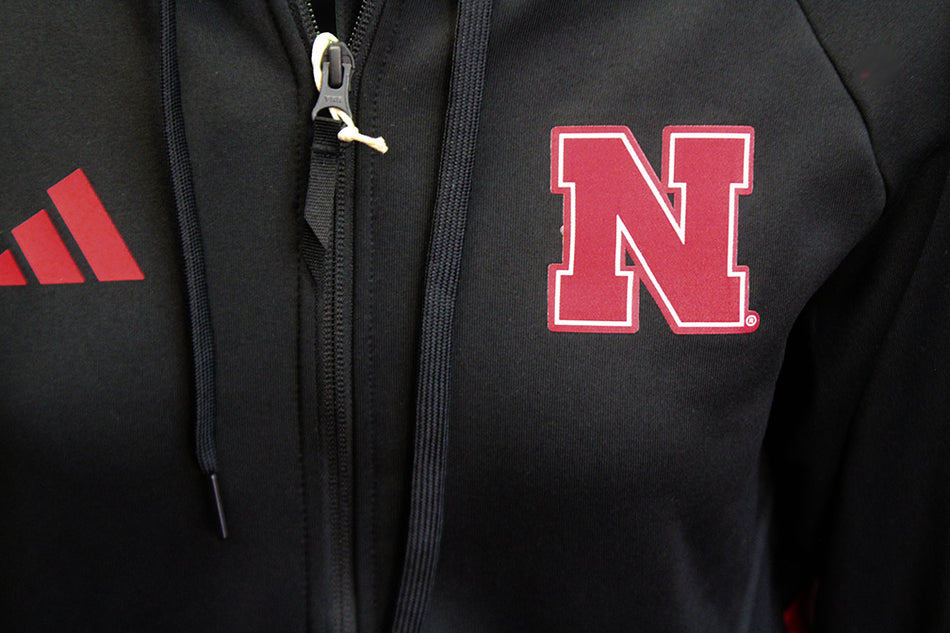 Adidas Womens Nebraska Full Zip Knit Travel Jacket