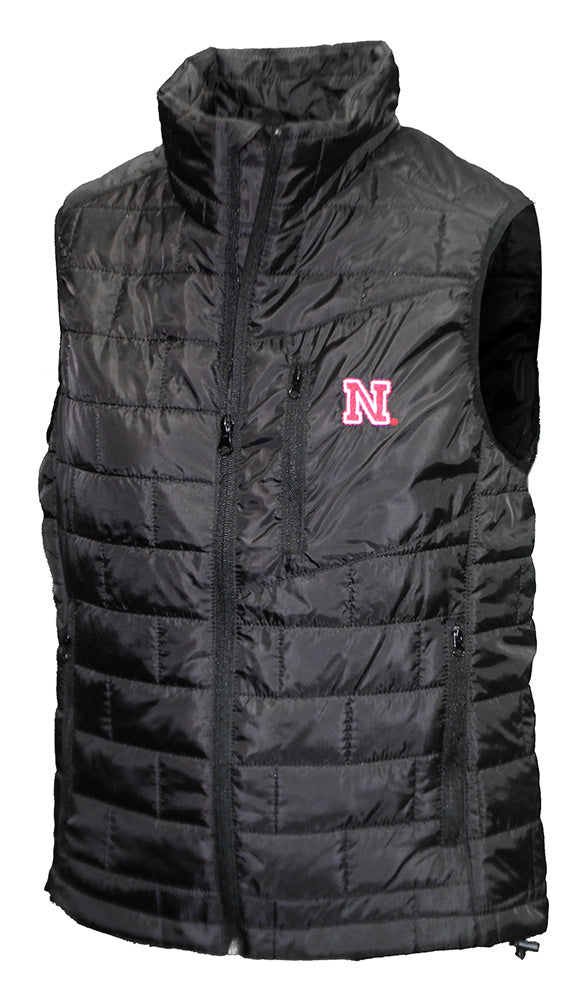 Womens Black Nebraska FZ Quilted Puffer Vest Summit Sportswear