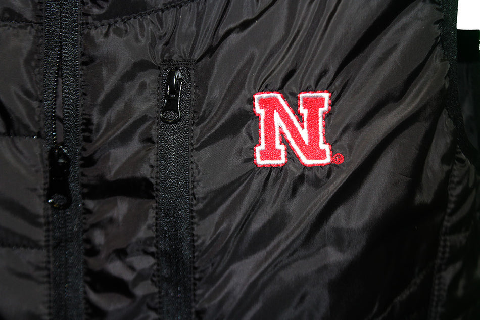 Womens Black Nebraska FZ Quilted Puffer Vest Summit Sportswear
