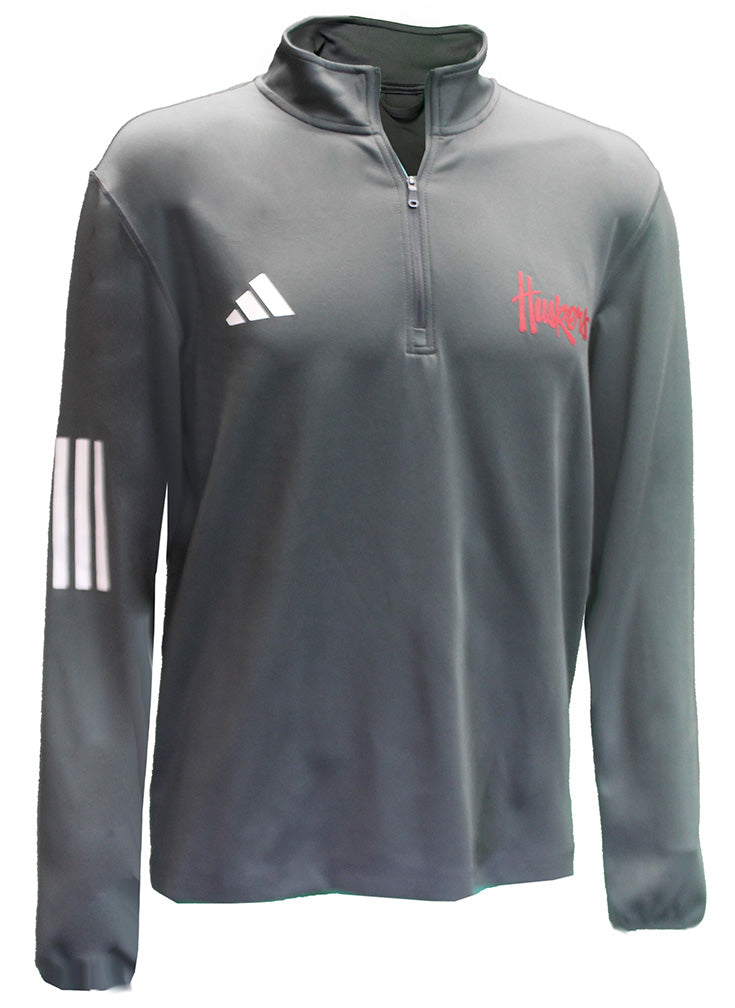 Adidas Huskers Script Half Zip Golf Jacket - Gray
