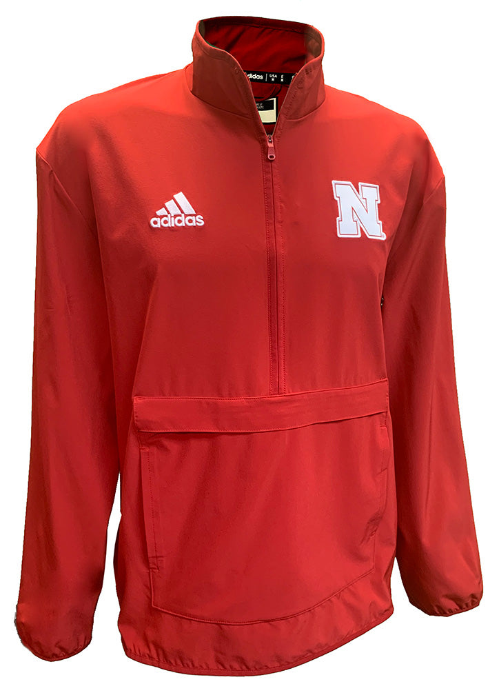 Adidas Nebraska Coaches 1/4 Zip Woven Jacket - Red